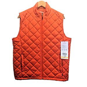 Hawke & Co Orange Quilted Performance Vest Mens Medium Packable NWT